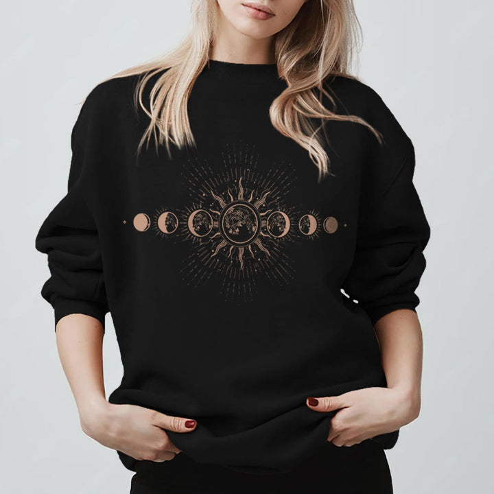 Sweat-shirt bohème Olivenorma Lune et Soleil Célestes - Noir - 2XL - image 3