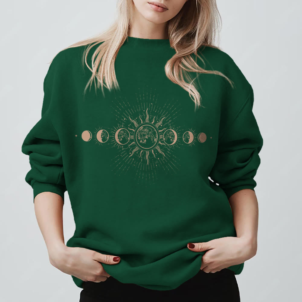 Sweat-shirt bohème Olivenorma Lune et Soleil Célestes - Vert - 2XL - image 13