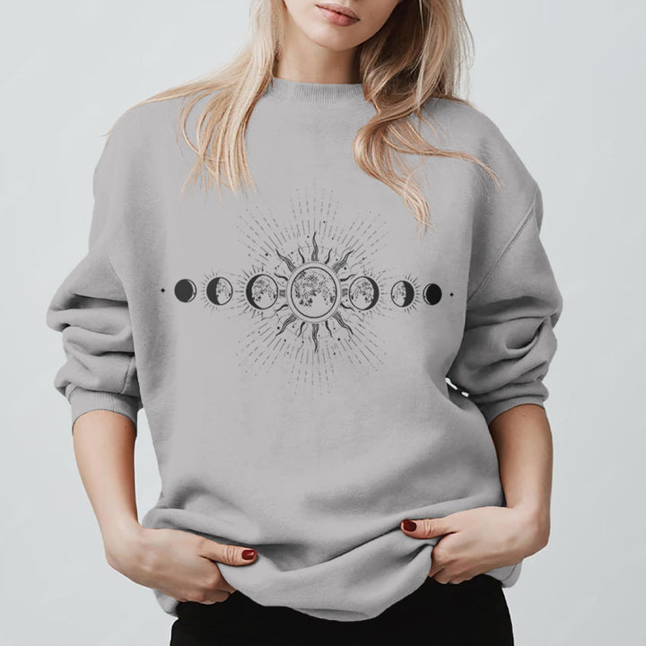 Sweat-shirt bohème Olivenorma Lune et Soleil Célestes - Gris - 2XL - image 11