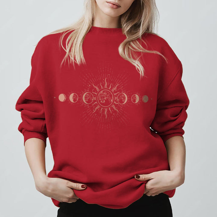 Sweat-shirt bohème Olivenorma Lune et Soleil Célestes - Rouge - 2XL - image 9