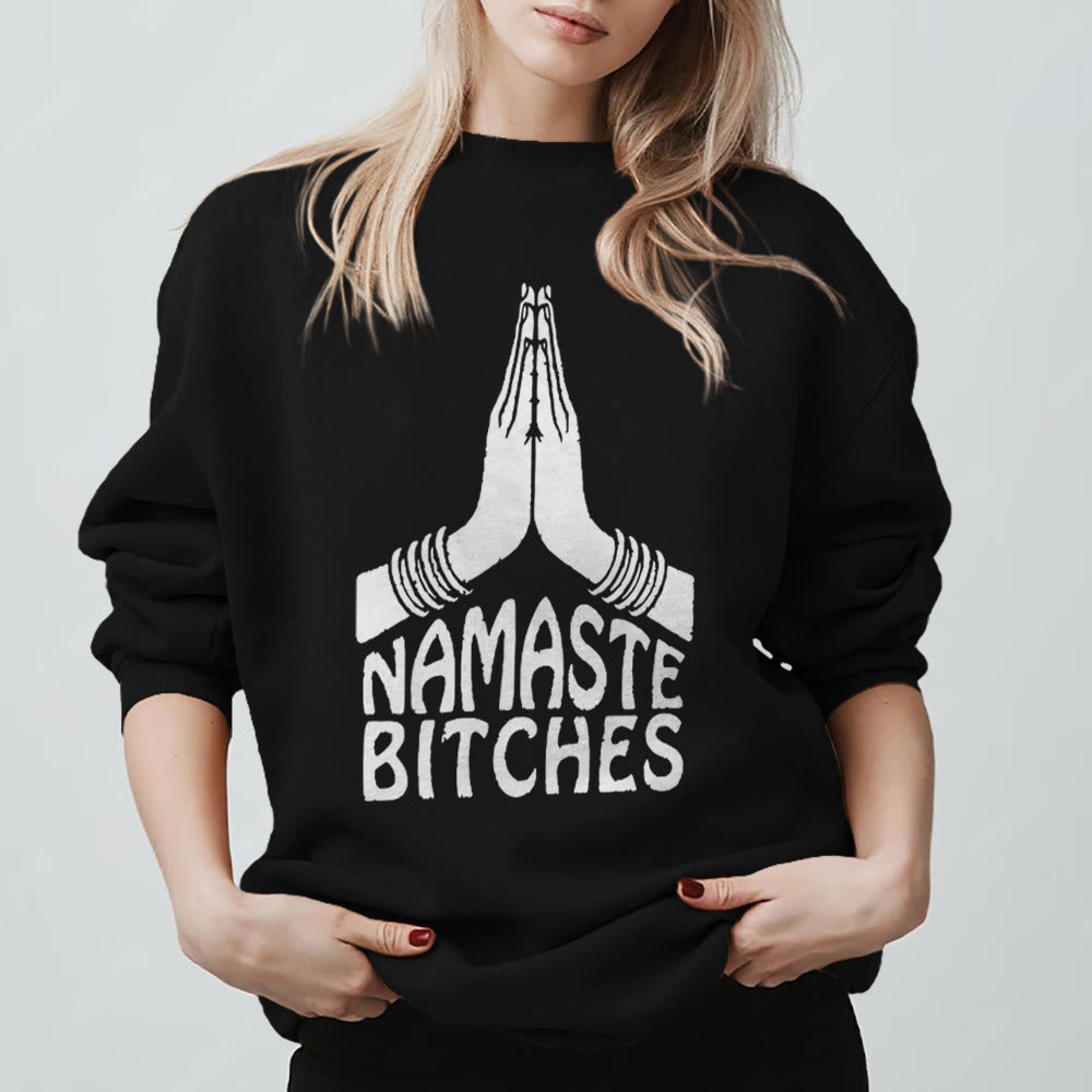 Olivenorma Namaste Vibes Yoga Sweat-shirt de motivation - Noir - 2XL - image 9