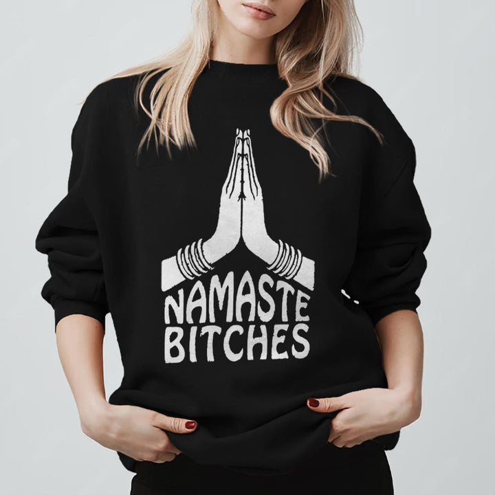Olivenorma Namaste Vibes Yoga Sweat-shirt de motivation - Noir - 2XL - image 9
