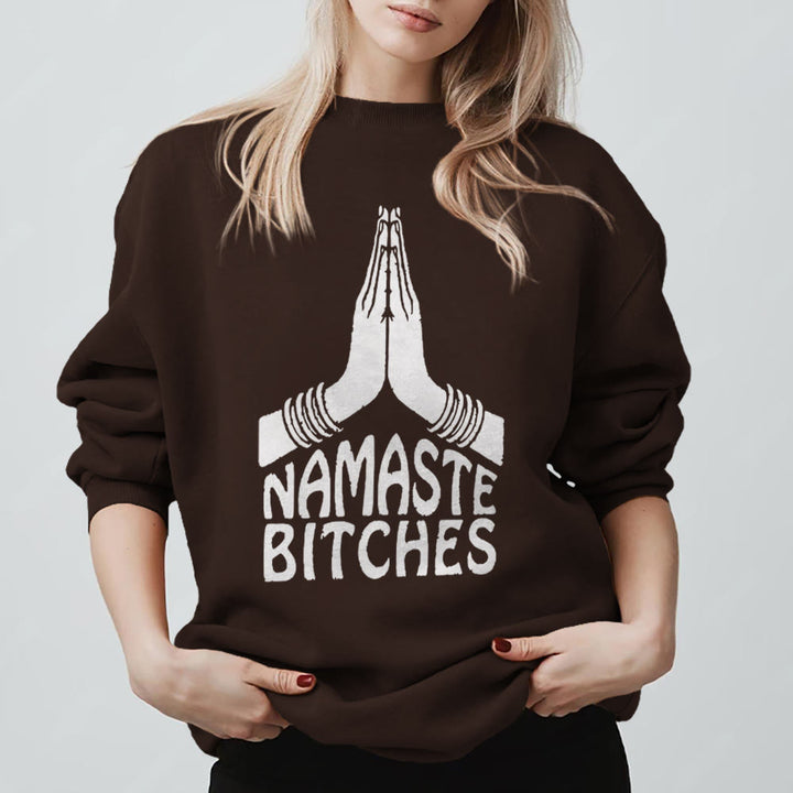 Olivenorma Namaste Vibes Yoga Sweat-shirt de motivation - Brun - 2XL - image 7