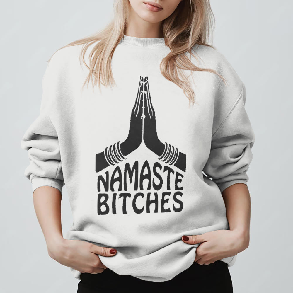Olivenorma Namaste Vibes Yoga Sweat-shirt de motivation - Blanc - 2XL - image 11
