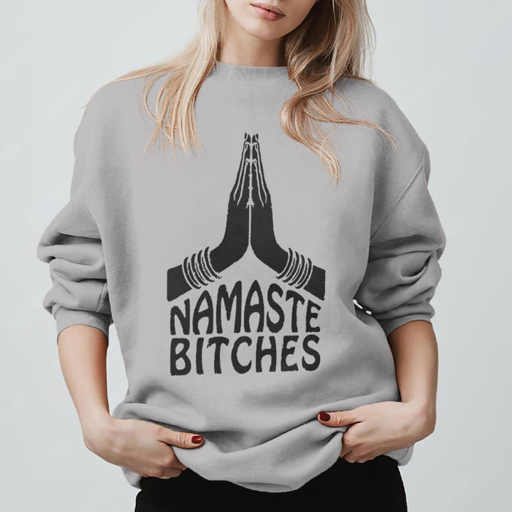 Olivenorma Namaste Vibes Yoga Sweat-shirt de motivation - Gris - 2XL - image 0