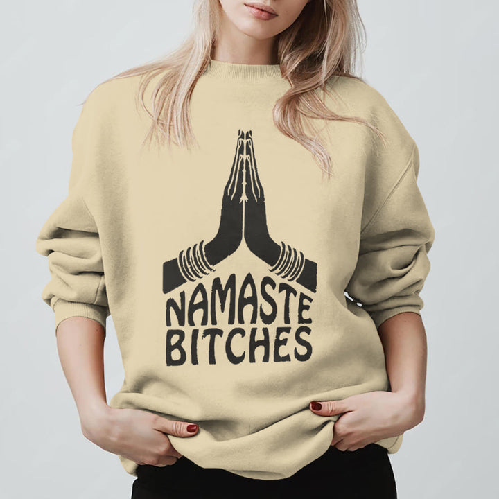 Olivenorma Namaste Vibes Yoga Sweat-shirt de motivation - Jaune clair - 2XL - image 3