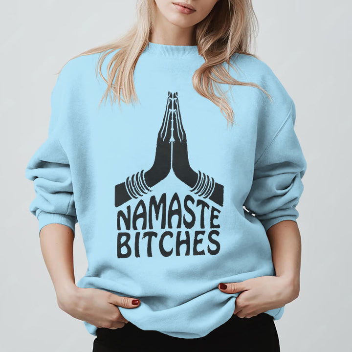 Olivenorma Namaste Vibes Yoga Sweat-shirt de motivation - Bleu - 2XL - image 15