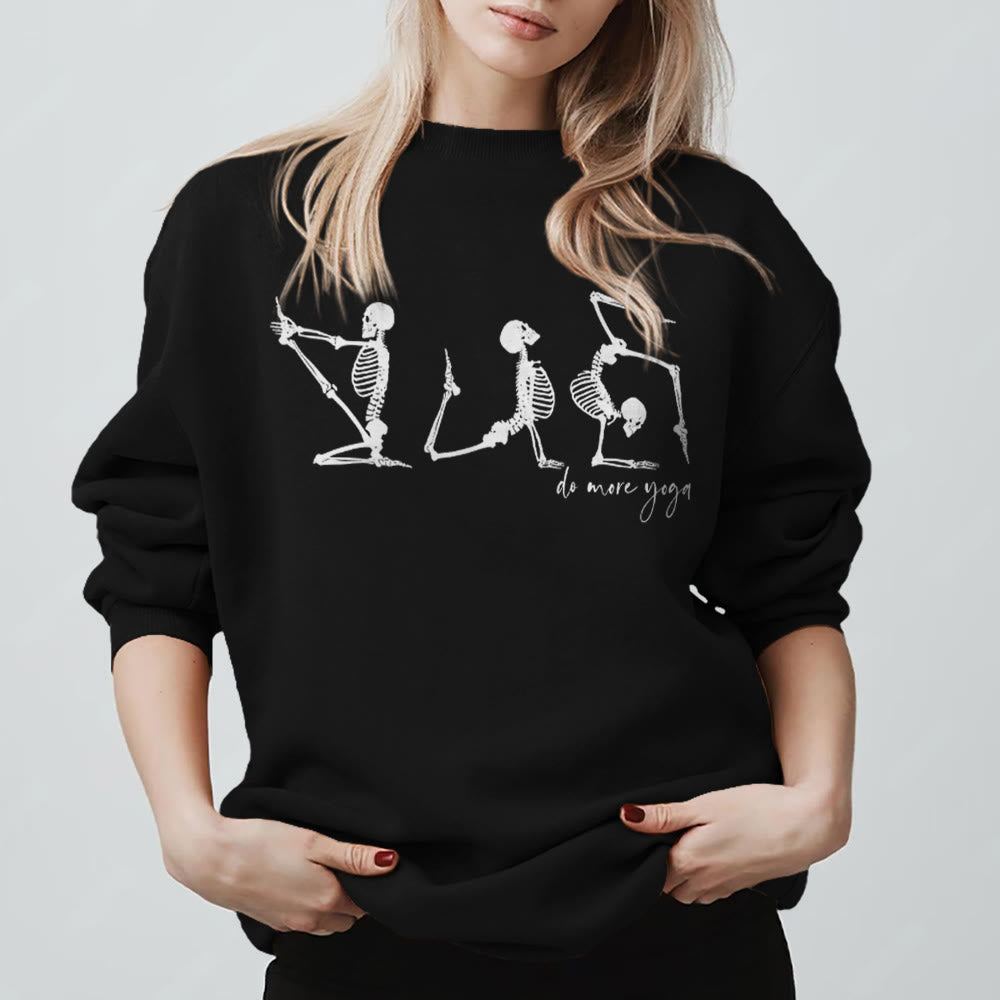 Sweat-shirt de motivation Olivenorma Skeleton Yoga « Faites plus de yoga » - Noir - 2XL - image 9