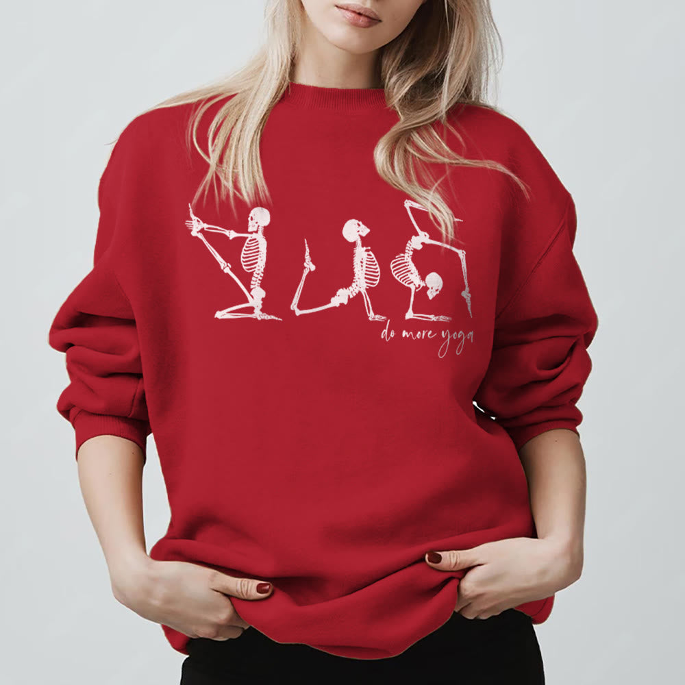 Sweat-shirt de motivation Olivenorma Skeleton Yoga « Faites plus de yoga » - Rouge - 2XL - image 13