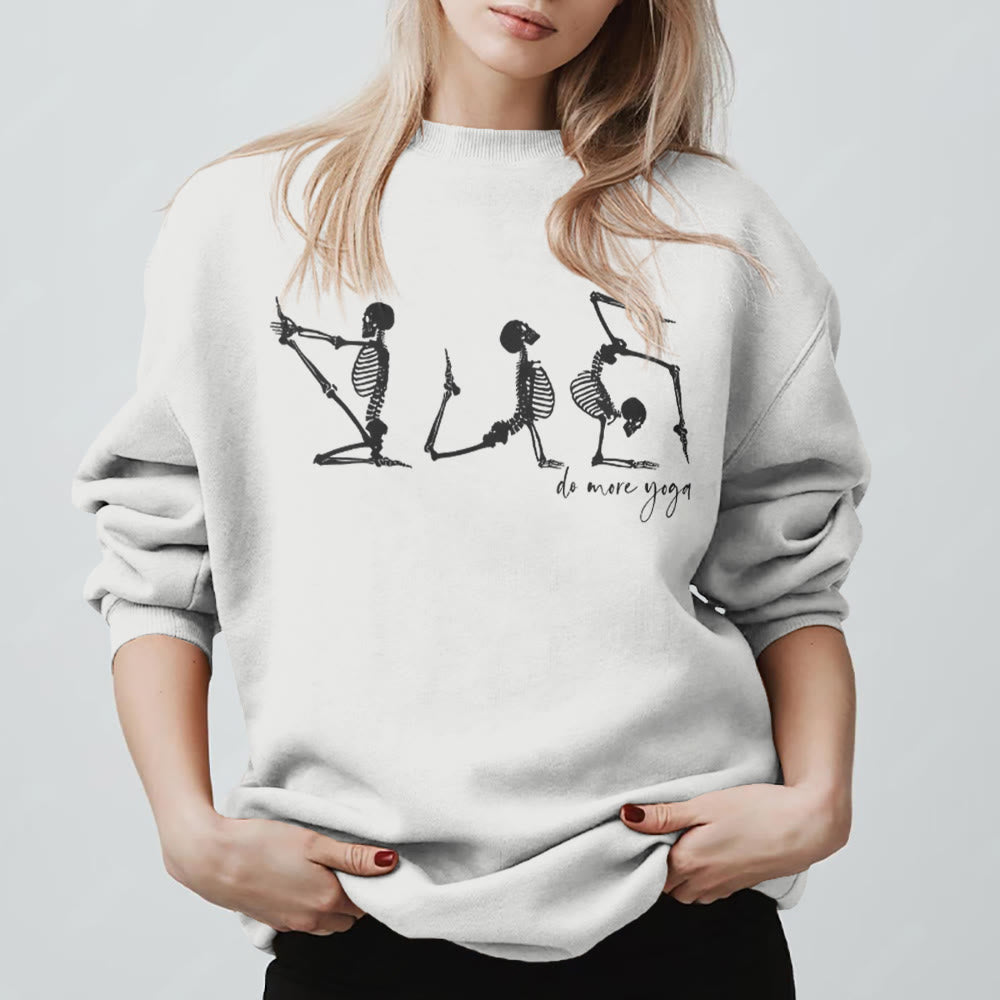 Sweat-shirt de motivation Olivenorma Skeleton Yoga « Faites plus de yoga » - Blanc - 2XL - image 11