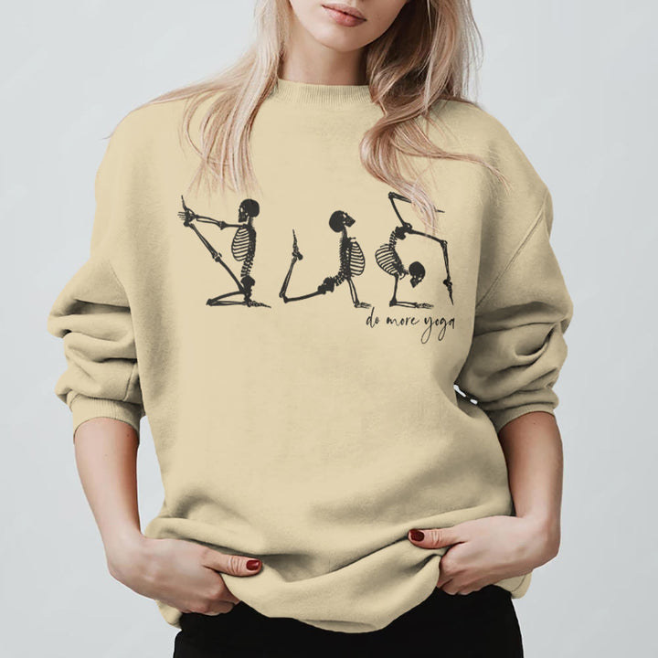 Sweat-shirt de motivation Olivenorma Skeleton Yoga « Faites plus de yoga » - Jaune clair - 2XL - image 3