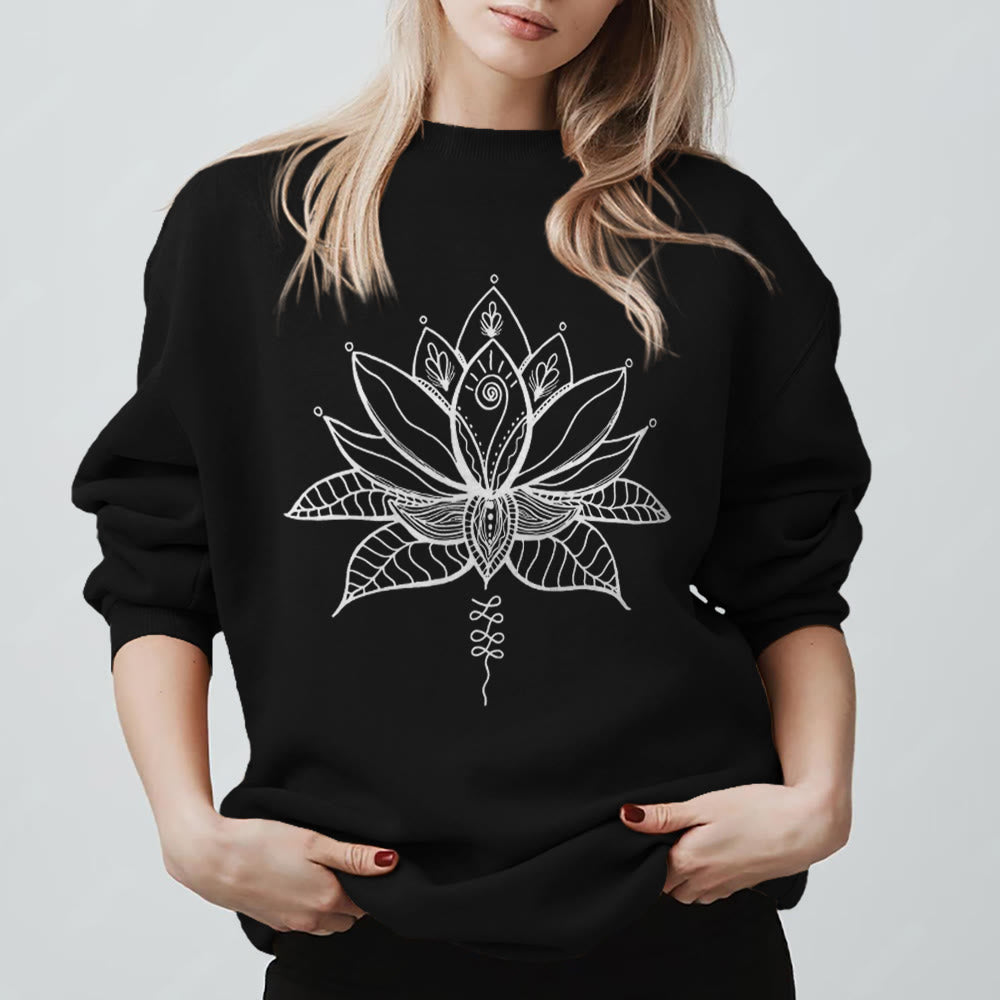 Sweat-shirt de méditation de yoga Olivenorma Lotus Bloom - Noir - 2XL - image 0