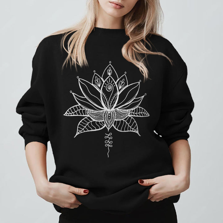 Sweat-shirt de méditation de yoga Olivenorma Lotus Bloom - Noir - 2XL - image 0
