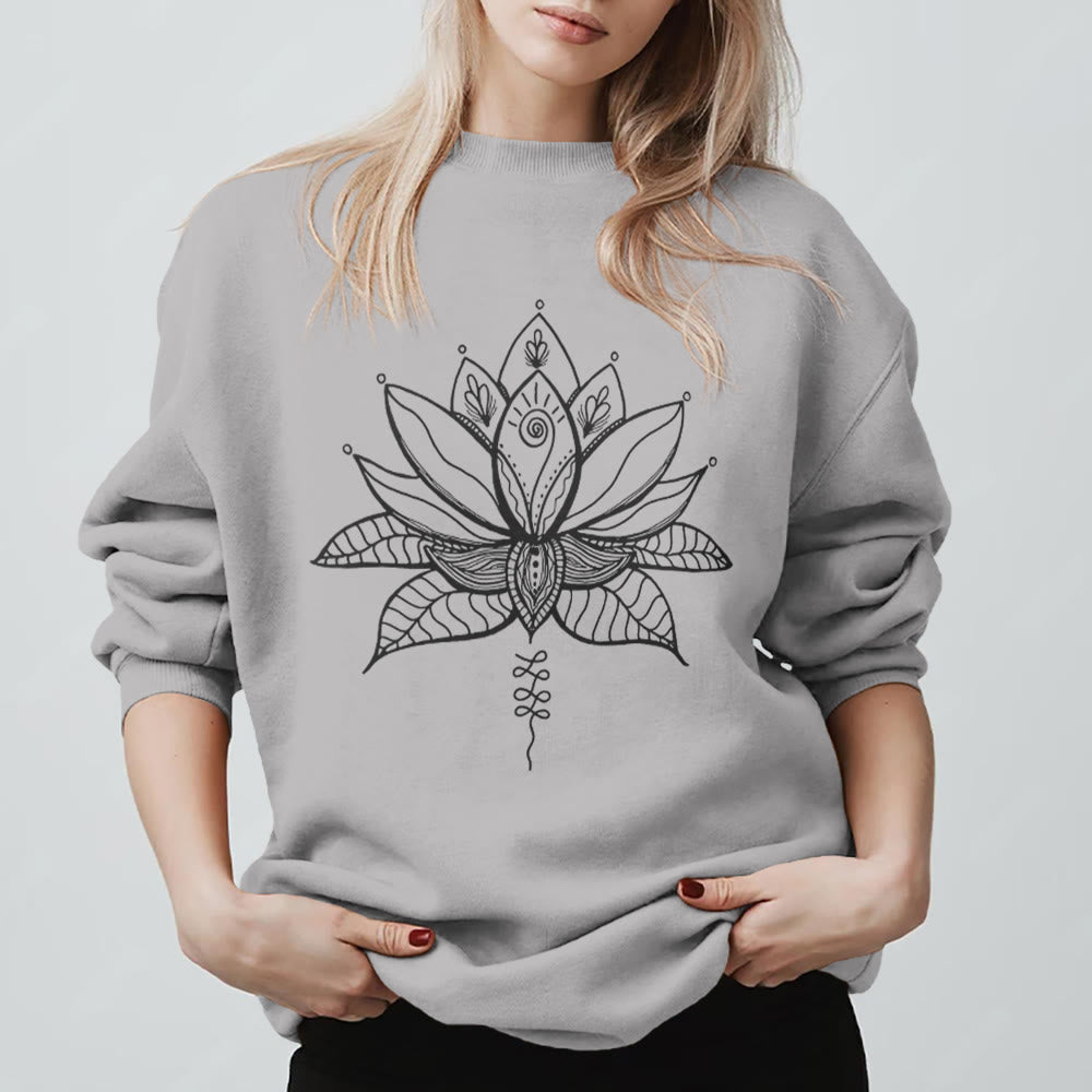 Sweat-shirt de méditation de yoga Olivenorma Lotus Bloom - Gris - 2XL - image 3