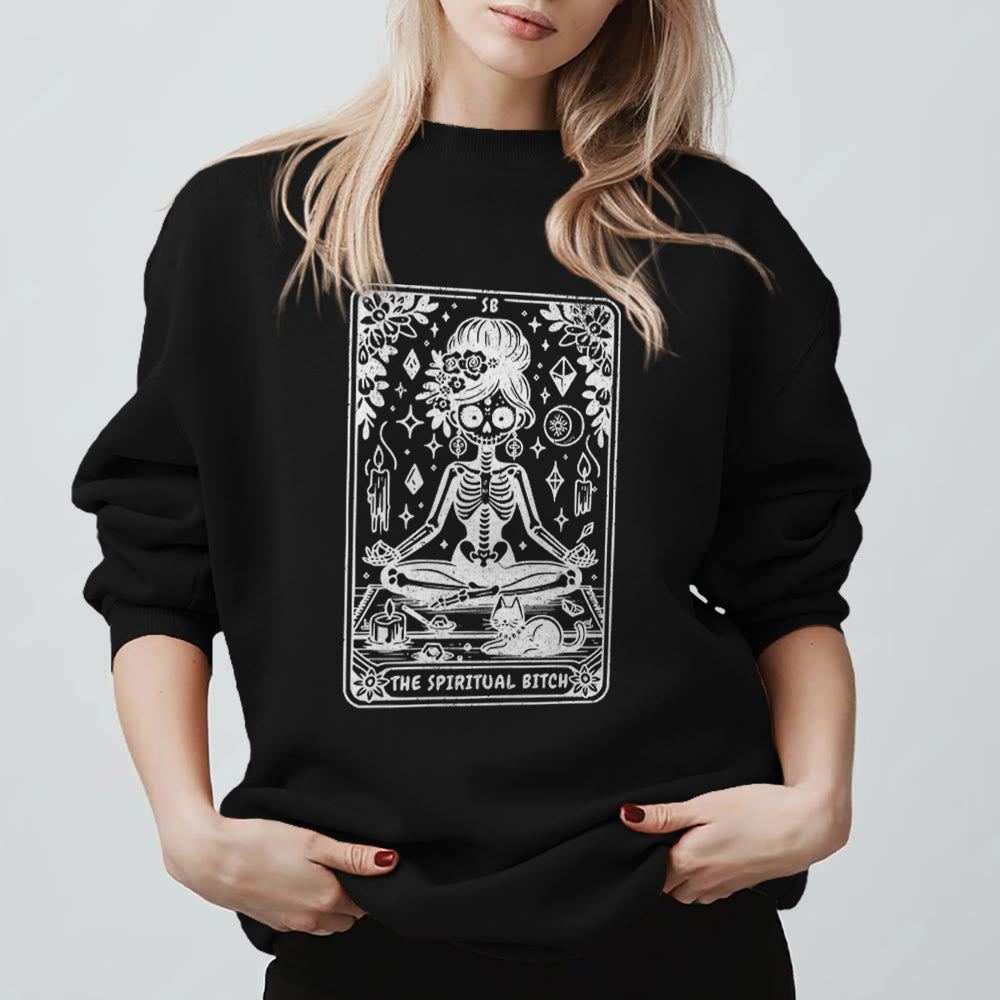 Sweat-shirt Olivenorma Spiritual Bitch Méditation Yoga - Noir - 2XL - image 3