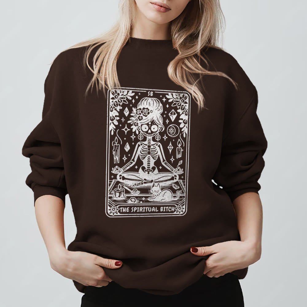 Sweat-shirt Olivenorma Spiritual Bitch Méditation Yoga - Brun - 2XL - image 9