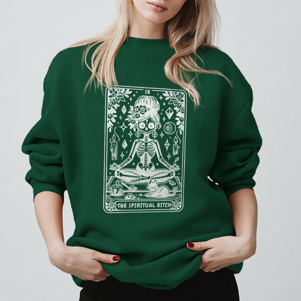 Sweat-shirt Olivenorma Spiritual Bitch Méditation Yoga - Vert - 2XL - image 7