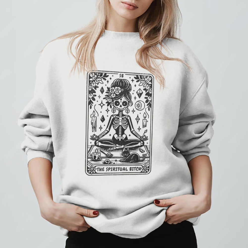 Sweat-shirt Olivenorma Spiritual Bitch Méditation Yoga - Blanc - 2XL - image 11