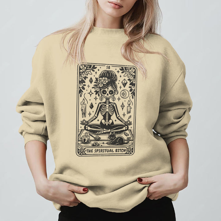 Sweat-shirt Olivenorma Spiritual Bitch Méditation Yoga - Jaune clair - 2XL - image 0