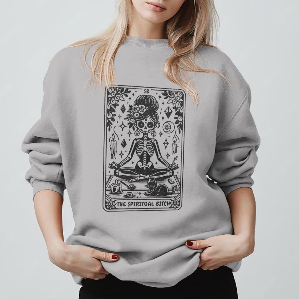 Sweat-shirt Olivenorma Spiritual Bitch Méditation Yoga - Gris - 2XL - image 5
