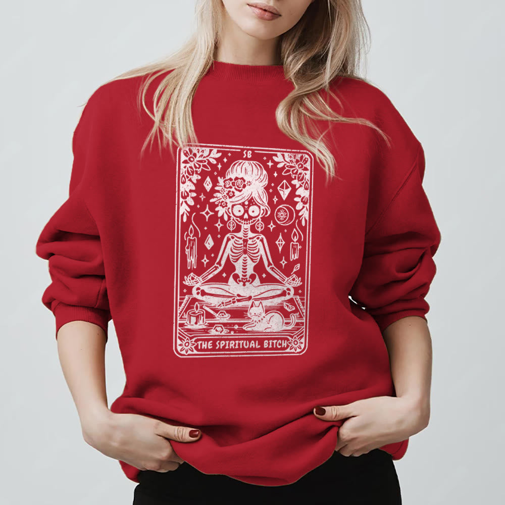 Sweat-shirt Olivenorma Spiritual Bitch Méditation Yoga - Rouge - 2XL - image 13