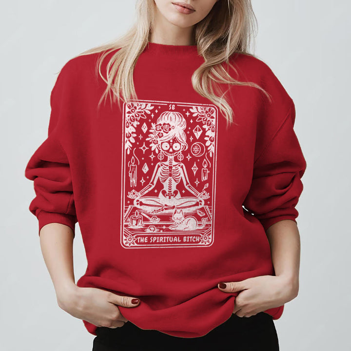 Sweat-shirt Olivenorma Spiritual Bitch Méditation Yoga - Rouge - 2XL - image 13