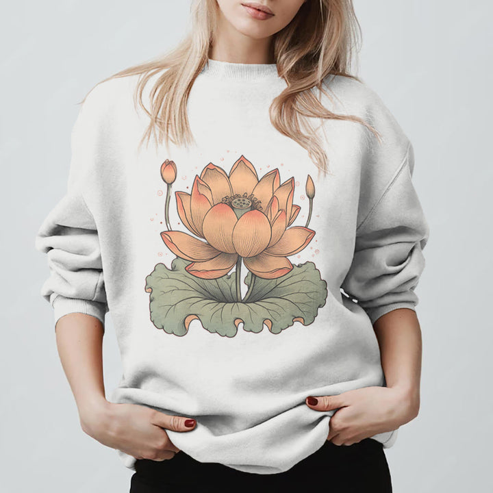 Sweat-shirt de méditation de yoga Olivenorma Lotus Bloom - Blanc - 2XL - image 1