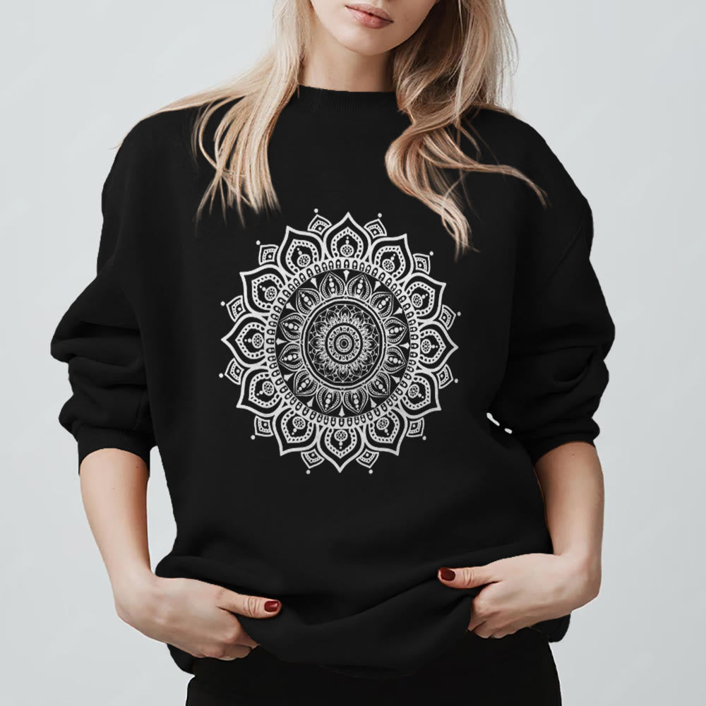 Sweat-shirt de yoga Olivenorma Zen Mandala Géométrie Sacrée - Noir - 2XL - image 7
