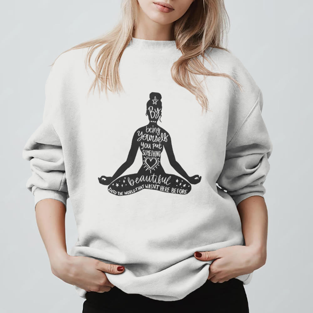 Sweat-shirt Olivenorma Mindful Balance Yoga Méditation - Blanc - 2XL - image 7