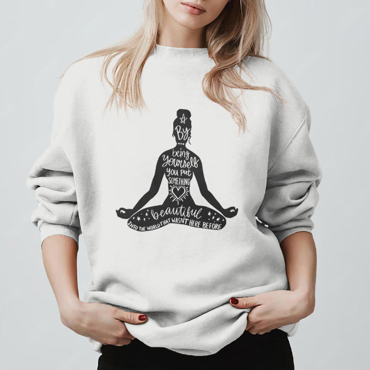 Sweat-shirt Olivenorma Mindful Balance Yoga Méditation - Blanc - 2XL - image 7