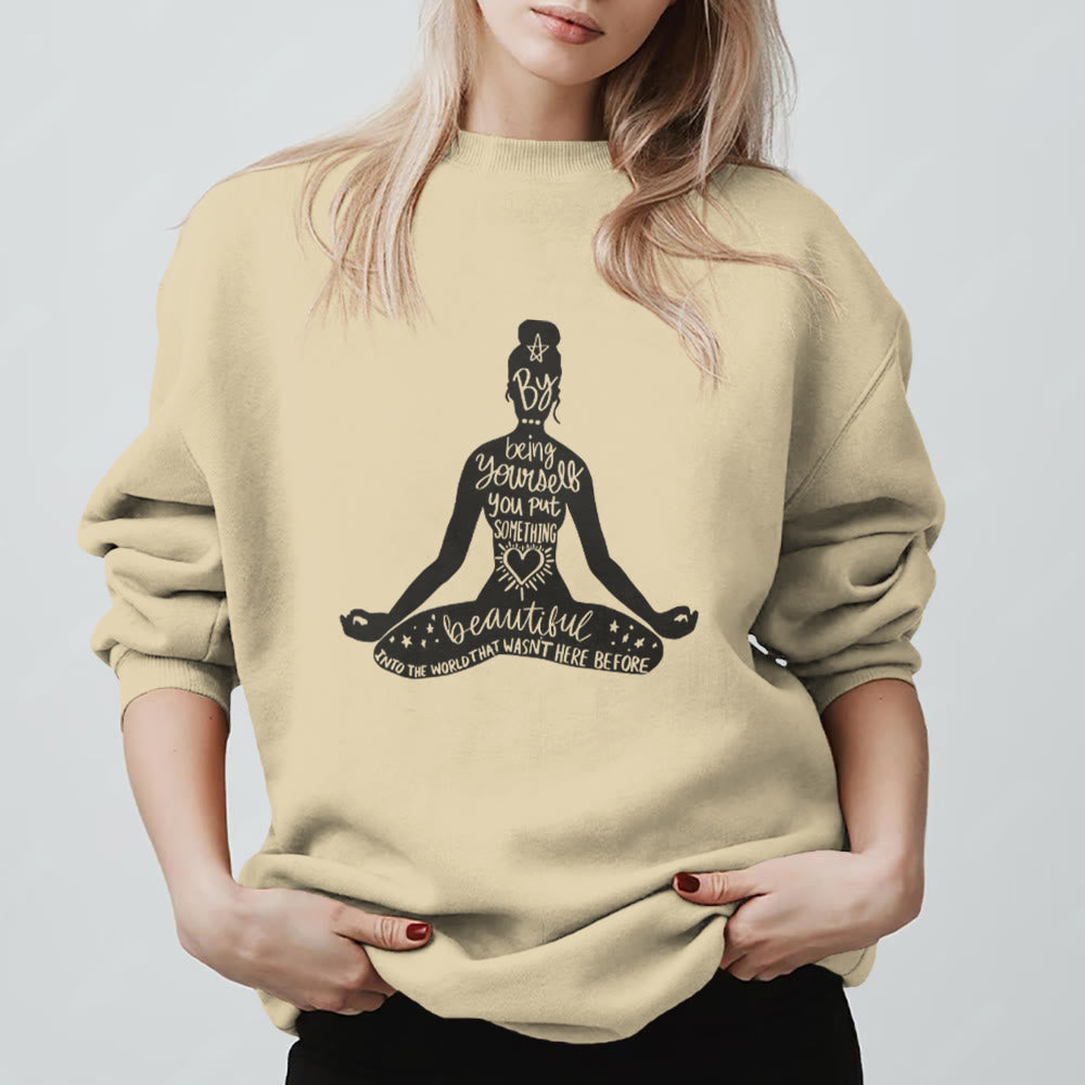 Sweat-shirt Olivenorma Mindful Balance Yoga Méditation - Jaune clair - 2XL - image 3
