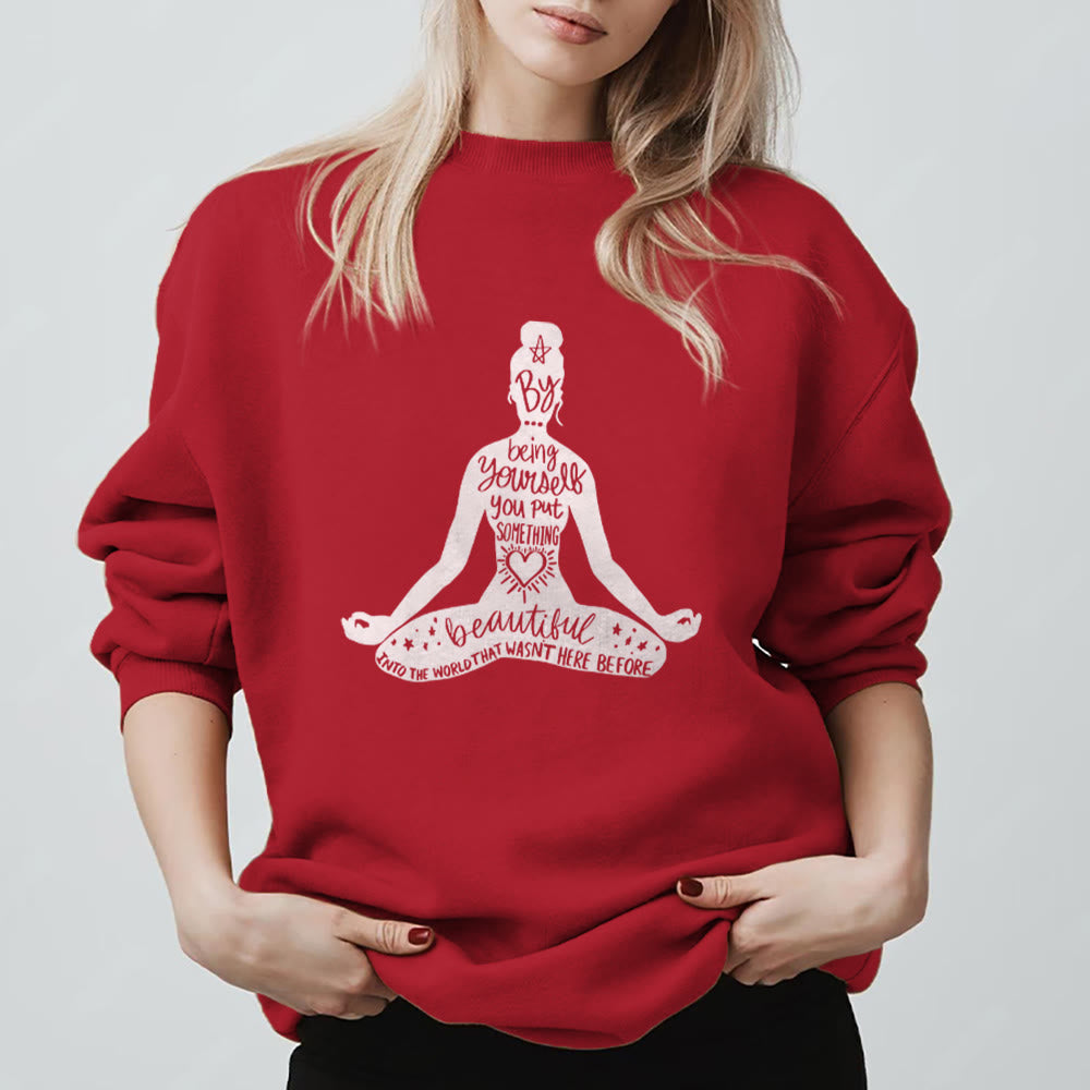 Sweat-shirt Olivenorma Mindful Balance Yoga Méditation - Rouge - 2XL - image 5