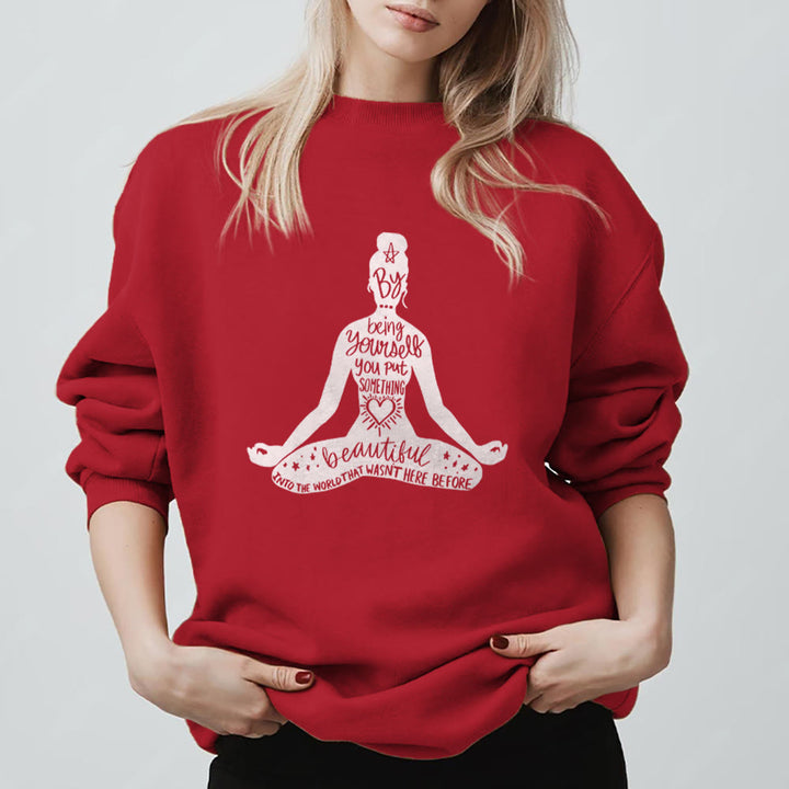 Sweat-shirt Olivenorma Mindful Balance Yoga Méditation - Rouge - 2XL - image 5