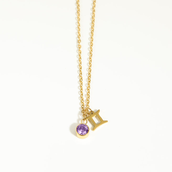 Collier en acier inoxydable avec pierre de naissance et runes du zodiaque Olivenorma - Gémeaux et Alexandrite - image 11