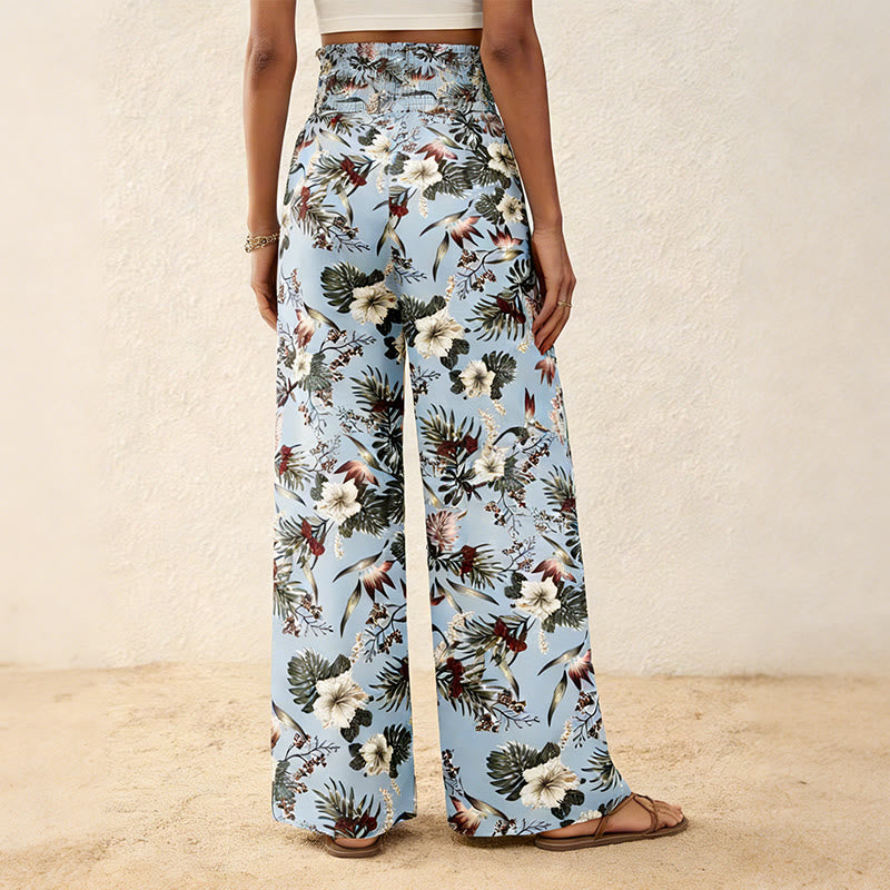Pantalon Olivenorma bohème à imprimé arbres et oiseaux, orné de boutons et d'une taille élastiquée resserrée, jambes larges - image 10