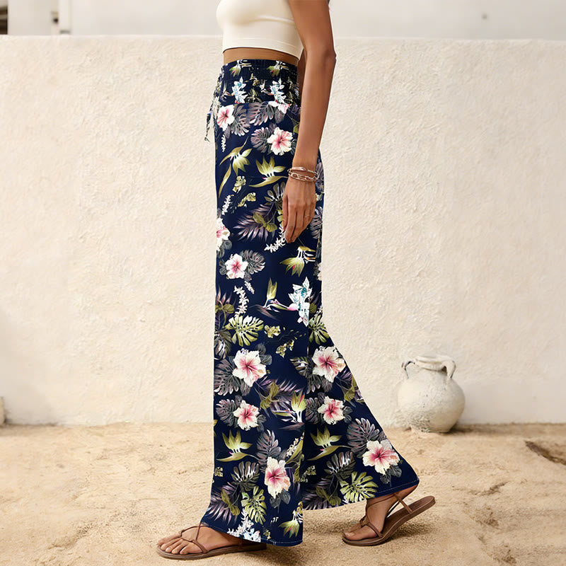 Pantalon Olivenorma bohème à imprimé arbres et oiseaux, orné de boutons et d'une taille élastiquée resserrée, jambes larges - image 7