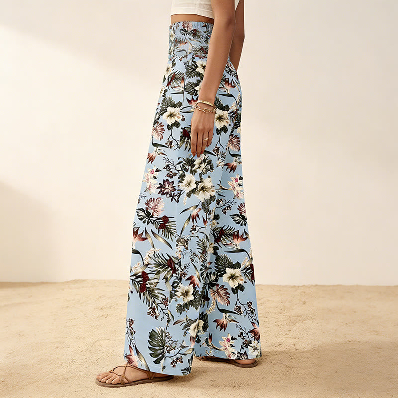 Pantalon Olivenorma bohème à imprimé arbres et oiseaux, orné de boutons et d'une taille élastiquée resserrée, jambes larges - image 11