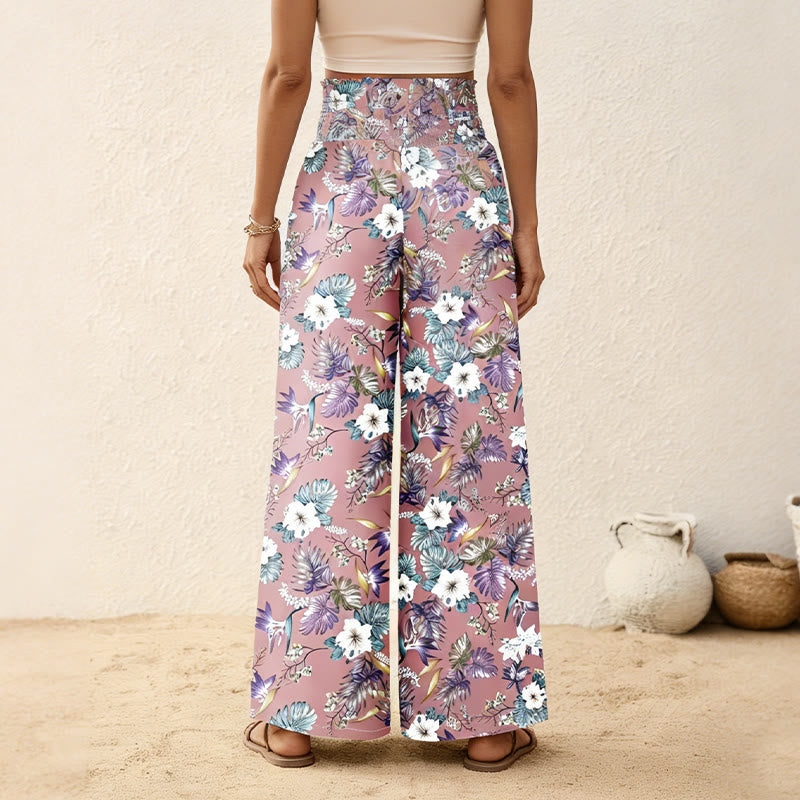 Pantalon Olivenorma bohème à imprimé arbres et oiseaux, orné de boutons et d'une taille élastiquée resserrée, jambes larges - image 4