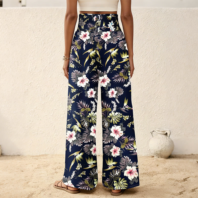 Pantalon Olivenorma bohème à imprimé arbres et oiseaux, orné de boutons et d'une taille élastiquée resserrée, jambes larges - image 8