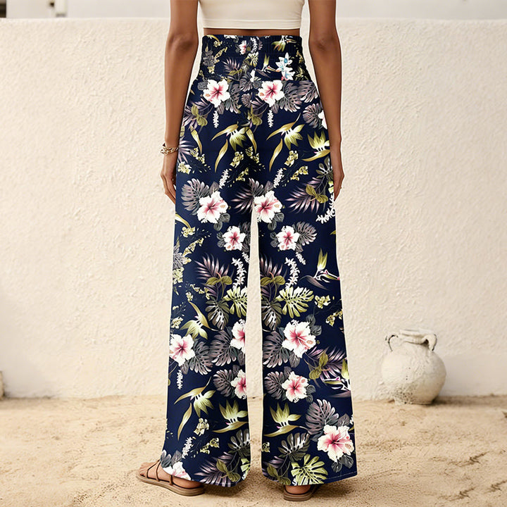 Pantalon Olivenorma bohème à imprimé arbres et oiseaux, orné de boutons et d'une taille élastiquée resserrée, jambes larges - image 8