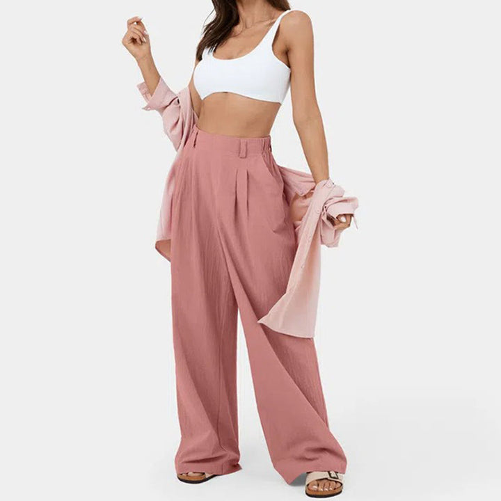 Pantalon décontracté à jambes larges et taille haute pour femme Olivenorma - image 5