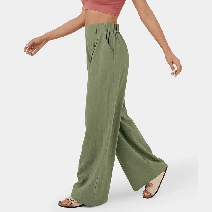 Pantalon décontracté à jambes larges et taille haute pour femme Olivenorma - image 9