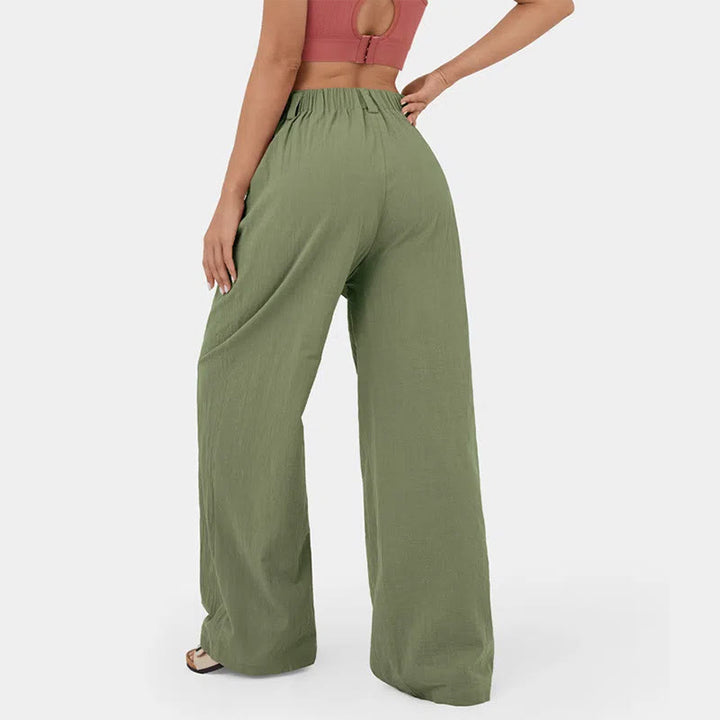 Pantalon décontracté à jambes larges et taille haute pour femme Olivenorma - image 8