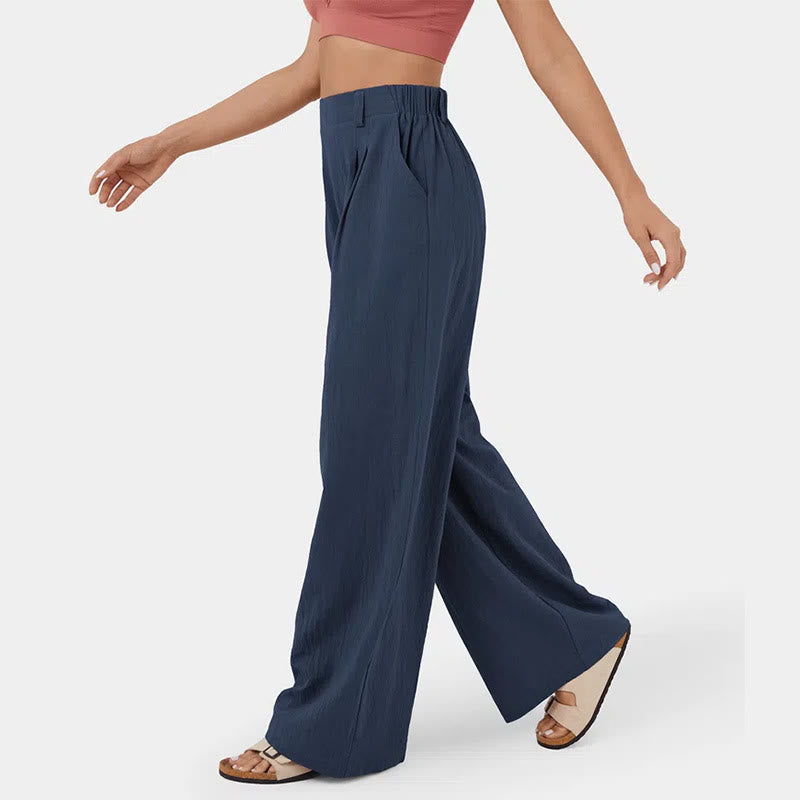 Pantalon décontracté à jambes larges et taille haute pour femme Olivenorma - image 3