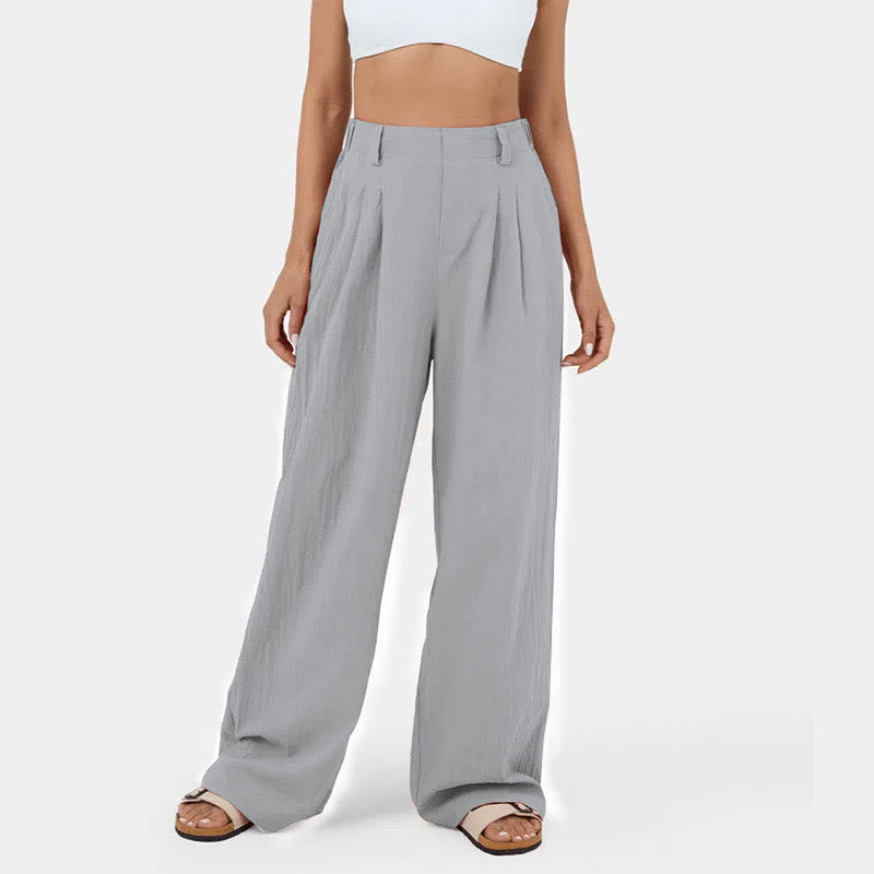 Pantalon décontracté à jambes larges et taille haute pour femme Olivenorma - Gris - 3XL - image 20