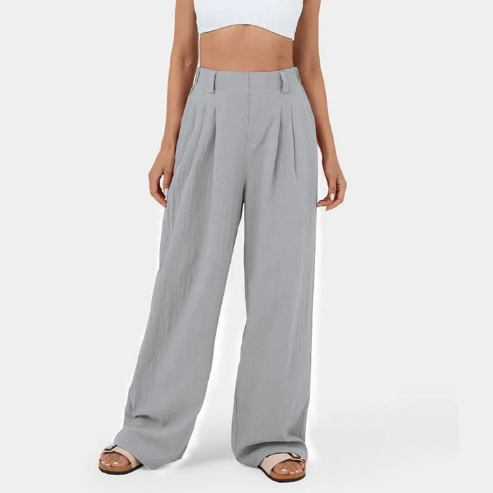 Pantalon décontracté à jambes larges et taille haute pour femme Olivenorma - Gris - 3XL - image 20