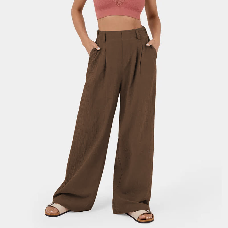 Pantalon décontracté à jambes larges et taille haute pour femme Olivenorma - Brun foncé - 3XL - image 24