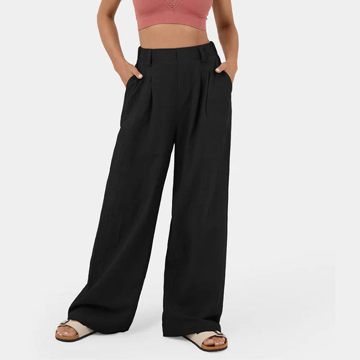 Pantalon décontracté à jambes larges et taille haute pour femme Olivenorma - Noir - 3XL - image 0