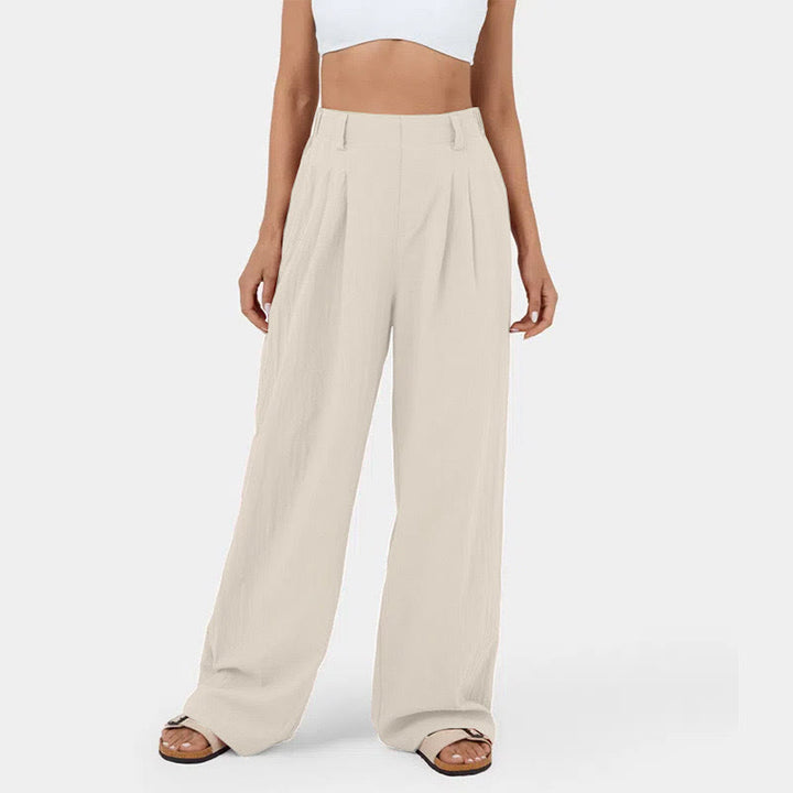 Pantalon décontracté à jambes larges et taille haute pour femme Olivenorma - Kaki clair - 3XL - image 14