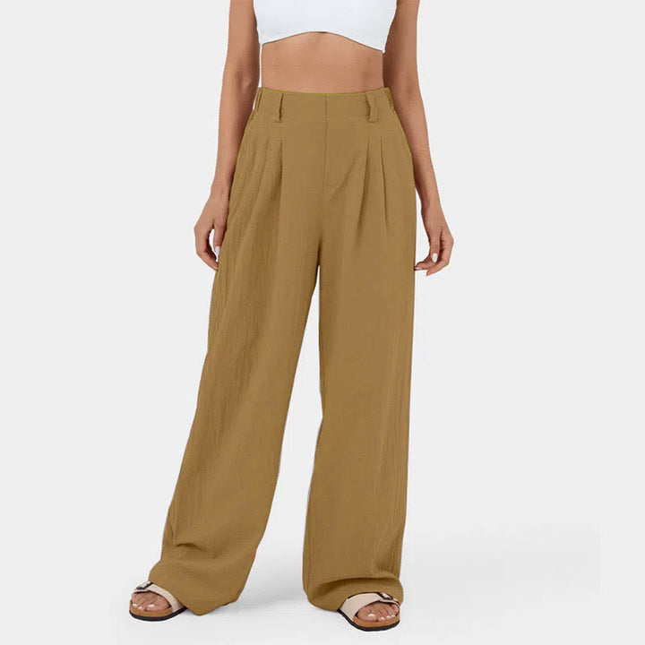 Pantalon décontracté à jambes larges et taille haute pour femme Olivenorma - Kaki - 3XL - image 12